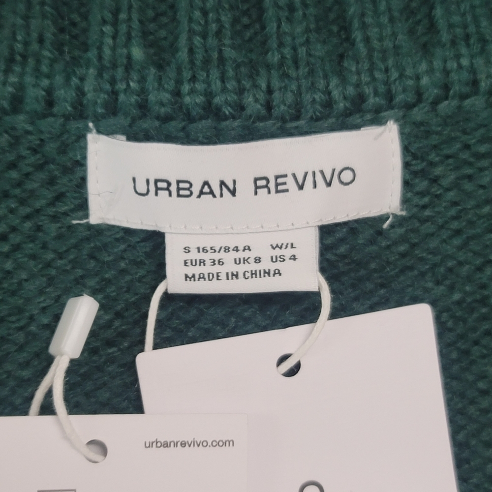 NWT Urban Revivo Colorblock Cable Knit Button Down Oversized Cardigan - Picture 9 of 11